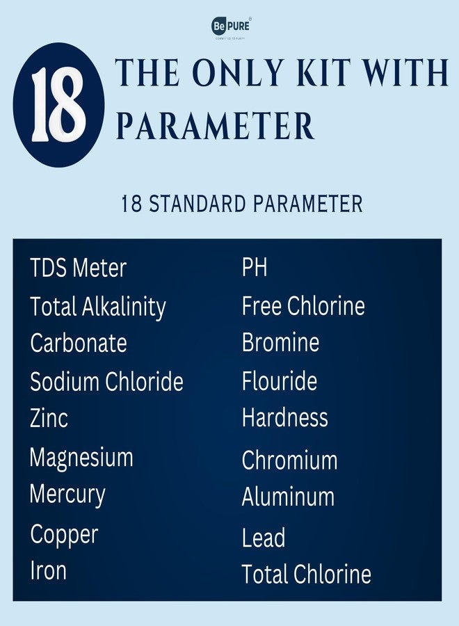 Bepure 18 in 1 Water Testing Kit with TDS, pH, Chlorine and 14 More Parameter Testing | Instant Water Quality Result - Image 2